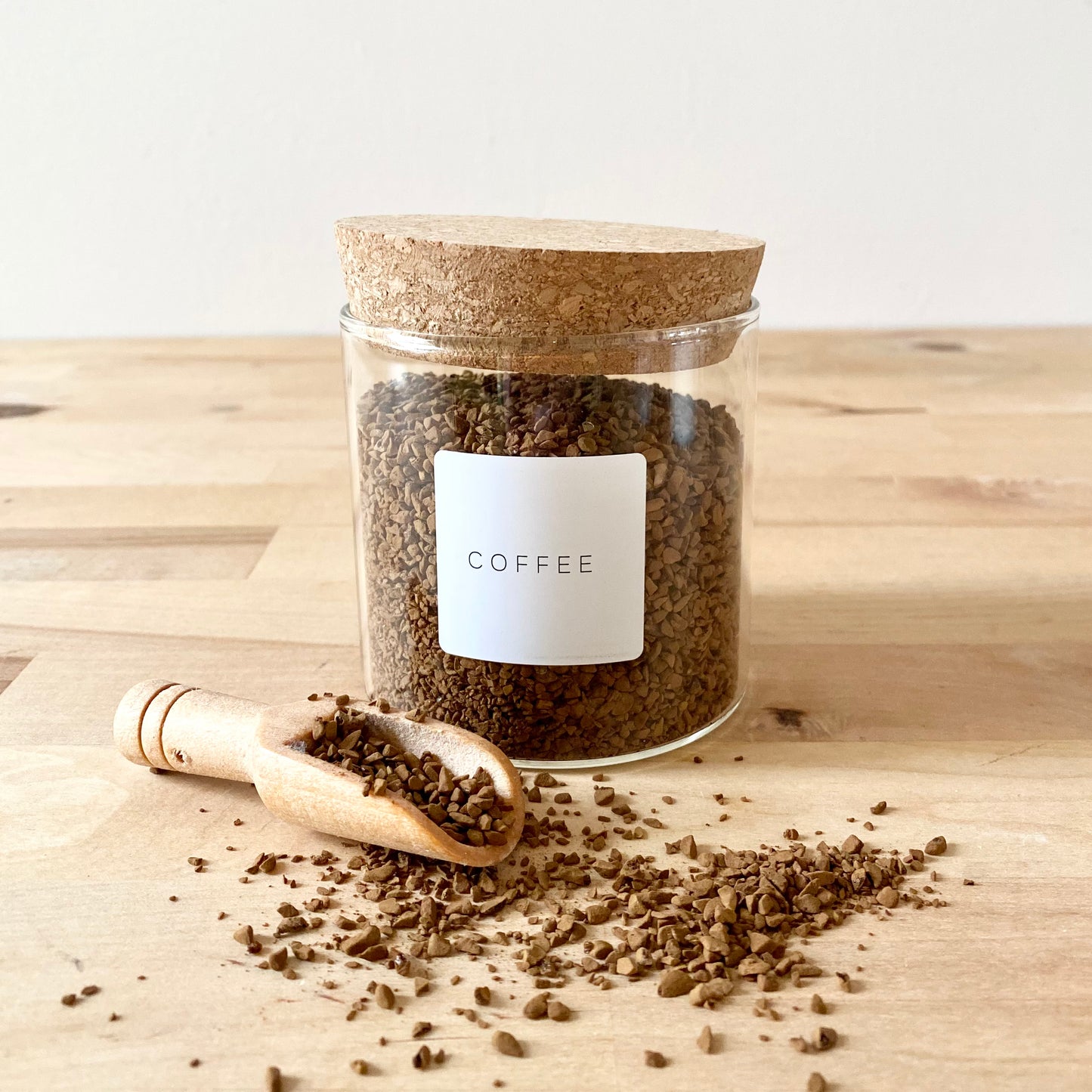 Set of 3 Cork Lid Tea Coffee Sugar Eco Kitchen Glass Jars