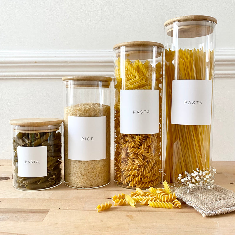 Glass Kitchen Storage Jar With White Waterproof Minimalist