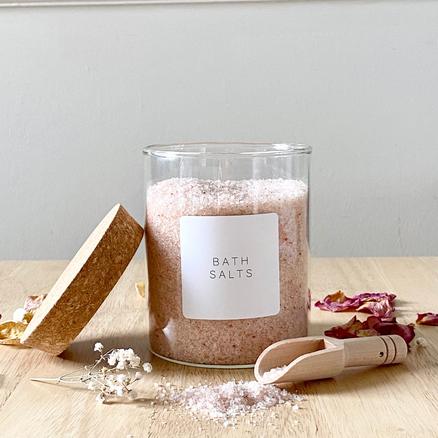 Bath Salts Cork Bathroom Glass Jar with Mini Scoop