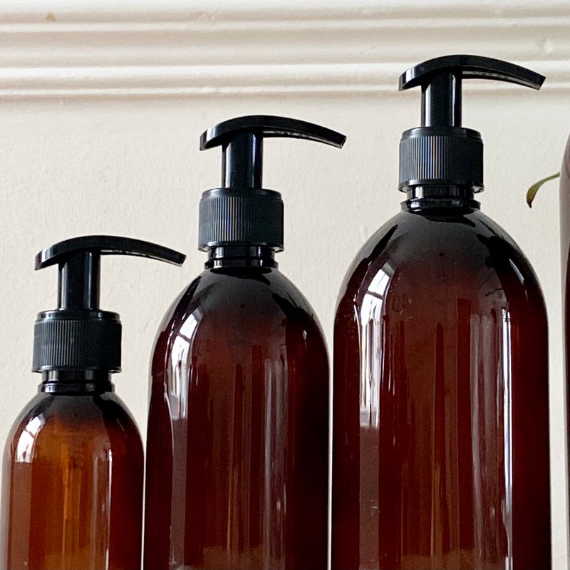 Set of 3 Shampoo Refillable Bathroom Amber Plastic Bottle Dispenser