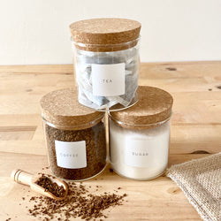 Cork Lid Tea Coffee Sugar Glass Jar Canister, Kitchen Pantry Organisation